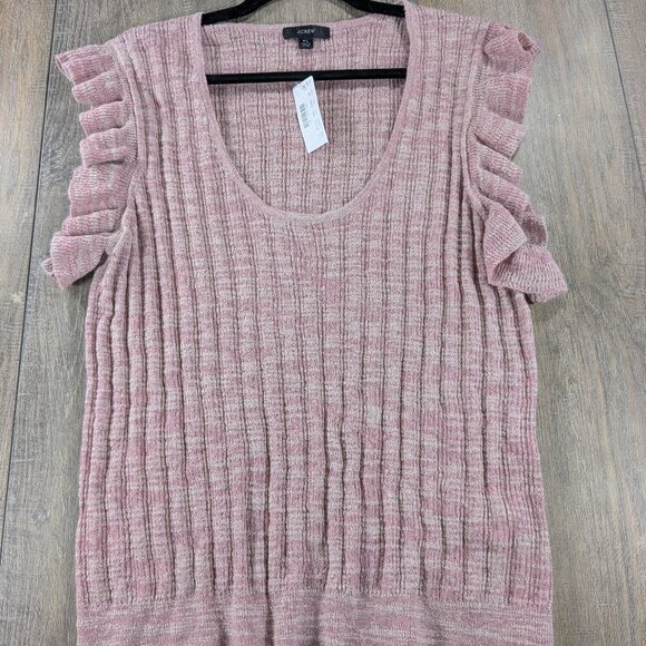 J Crew Top Womens XL Pink Flutter Sleeve Scoop Neck Linen Blend BOHO NWT - Picture 1 of 9